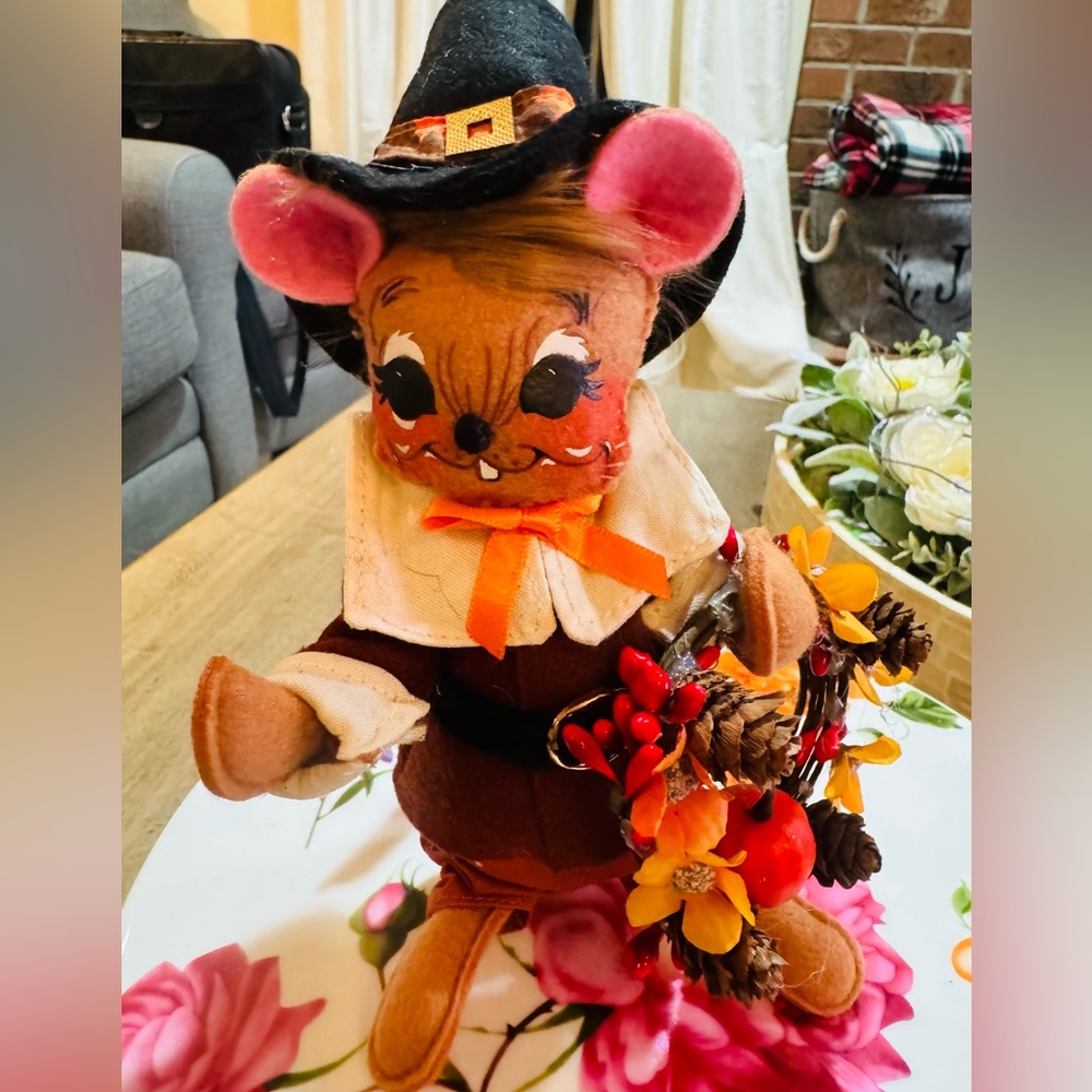Annalee Pilgrim Boy Mouse 6" 2017 Fall Wreath #351117 Adorable